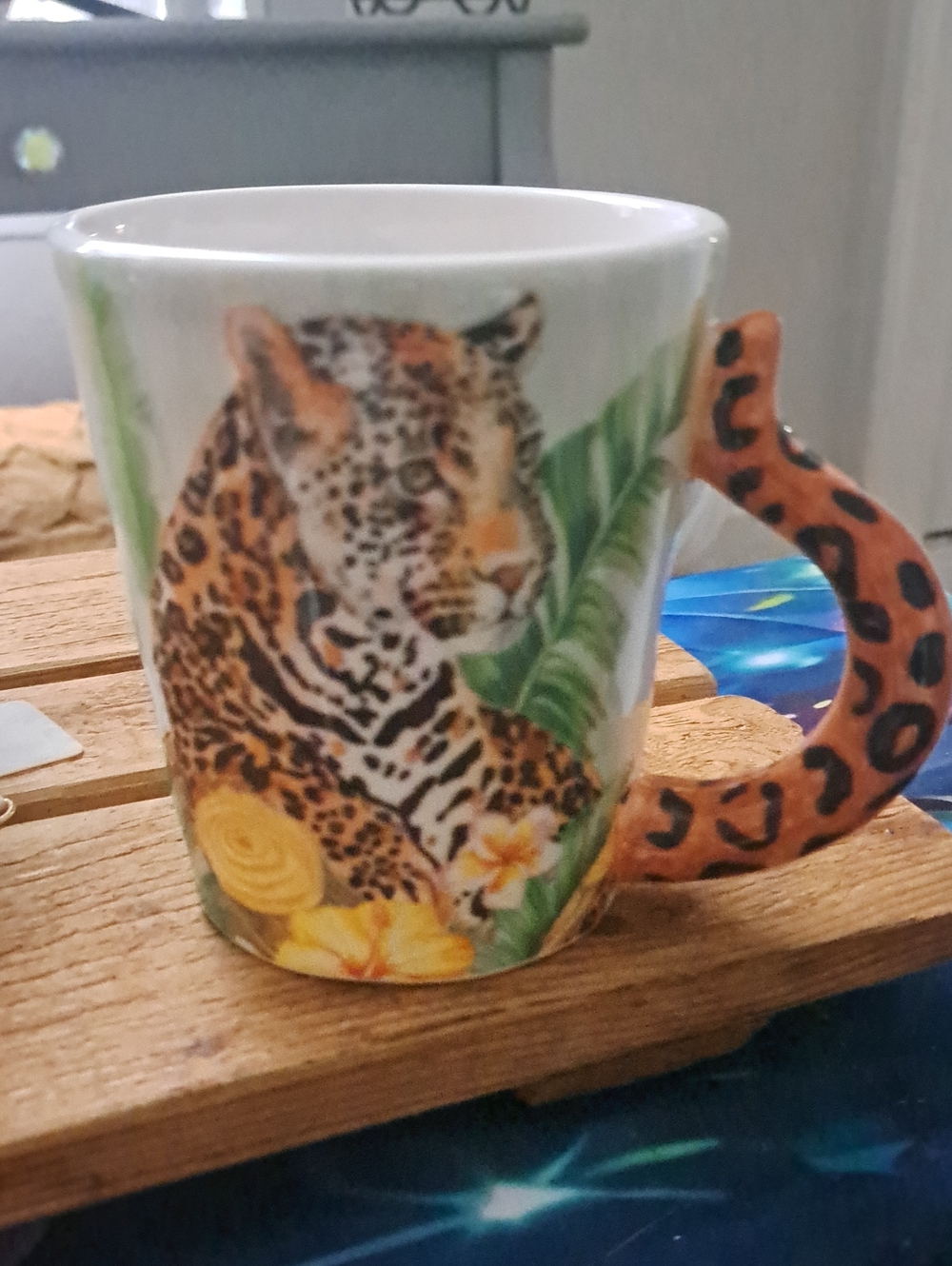 Pier 1 3dD Leopard Accent Ceramic Mug in White and Brown
